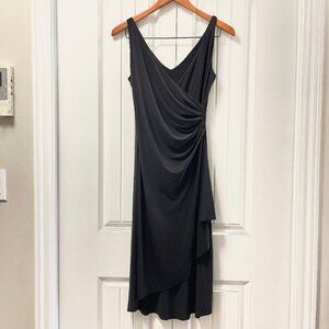 Vintage Draped V-neck Sleevless Dress Black – XS/S